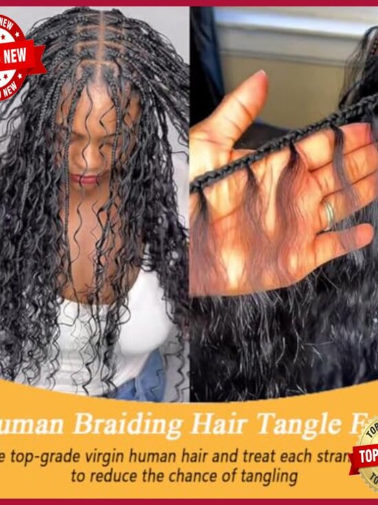 Human Hair Extensions for Knotless Braids, 100g Wet Wavy Bundles main image 4